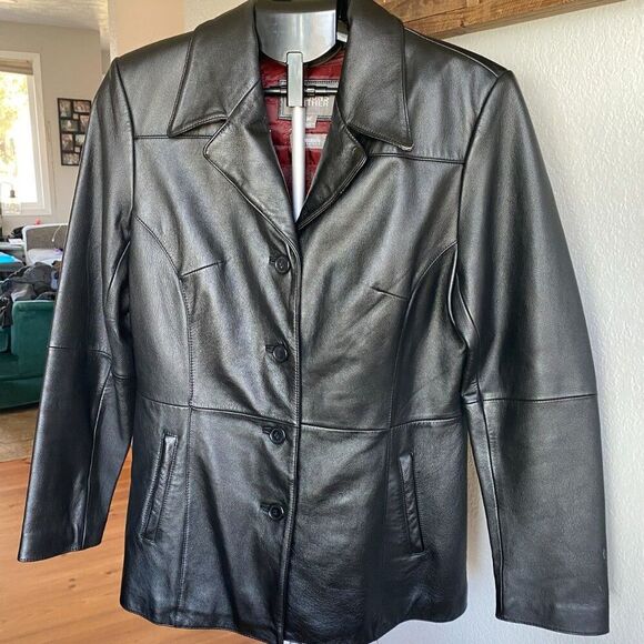 Vintage Wilsons Leather Womens Button Up Leather Jacket Thinsulate Lining M - Picture 1 of 11